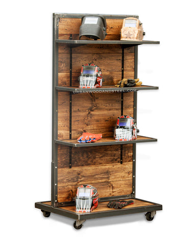 Industrial Reclaimed Pine Display with Adjustable Shelves
